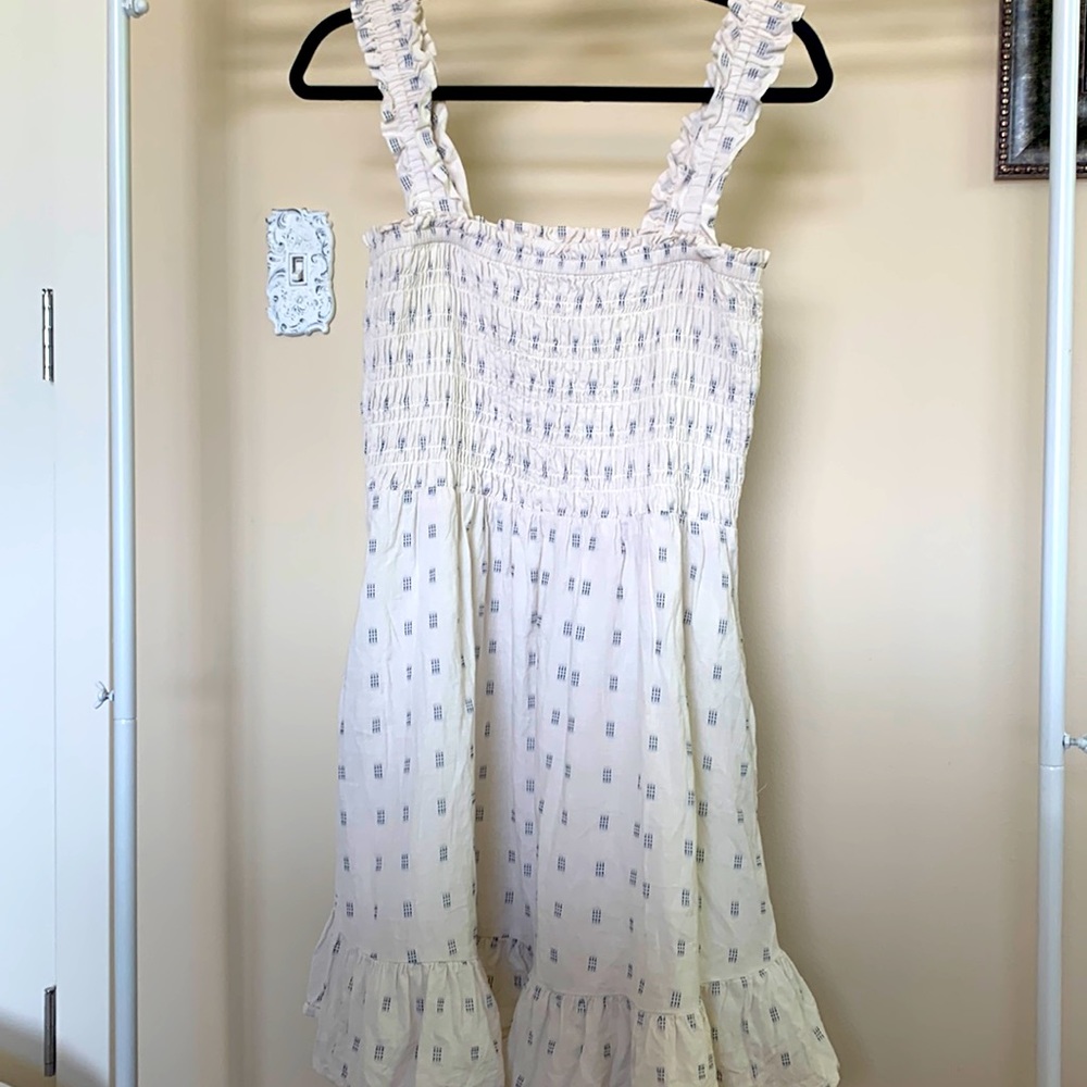 Madewell cream navy minimalist sundress 100% cotton